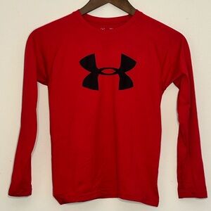 Under Armour HeatGear Long Sleeve Shirt Youth YSM Red Logo